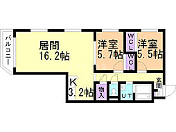 AKR北円山N5W23 2LDKの間取図画像