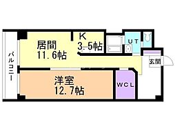 ハイマート宮の森 1LDKの間取図画像