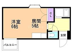 プレジデントシティ神宮 1DKの間取図画像