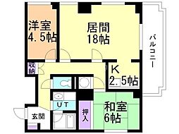 大通ハウス 2LDKの間取図画像