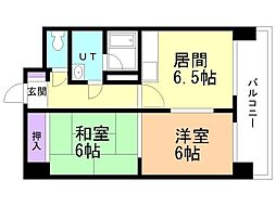 ノール植物園 2DKの間取図画像