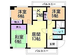 アンクレール宮の森 3LDKの間取図画像