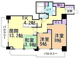知事公館前タワーレジデンス 3LDKの間取図画像