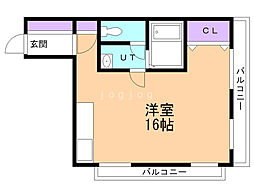 旭ケ丘クレセントマンション ワンルームの間取図画像