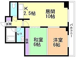 メゾンプリヴェ旭山公園通 2LDKの間取図画像