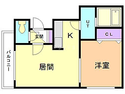サンクレセント啓明 1LDKの間取図画像