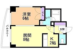 リュミエール北3条 1LDKの間取図画像