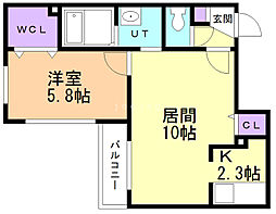 神宮前パークフォレスト 1LDKの間取図画像