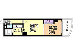 ミラバ札幌中央 1DKの間取図画像