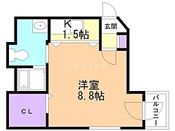 プレステージ札幌 1Kの間取図画像