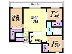 ステージ裏参道 3LDKの間取図画像