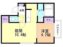 ビナーリオ旭山公園通 1LDKの間取図画像