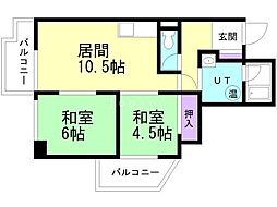 シャンボール中島公園 2LDKの間取図画像