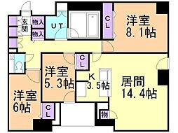 シティタワー札幌大通 3LDKの間取図画像