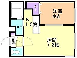 TSUBAKISQUARE静修学園前 1LDKの間取図画像