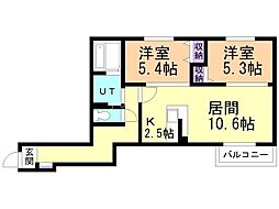 フォートレスネオ 2LDKの間取図画像
