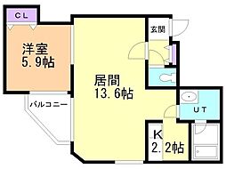 ibiza中島公園 1LDKの間取図画像