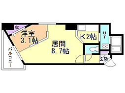 グランカーサ北3条 1LDKの間取図画像
