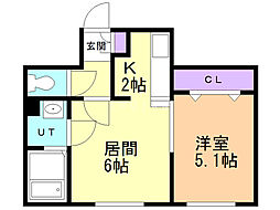 マープル円山 1LDKの間取図画像