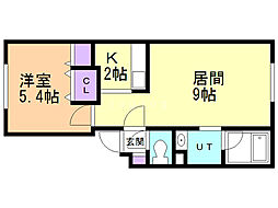 グローリー菊水上町 1LDKの間取図画像