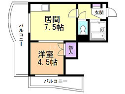 菊水コート 1DKの間取図画像