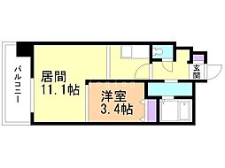 イリオス中島公園 1LDKの間取図画像