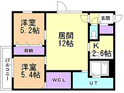 WTB南17 2LDKの間取図画像