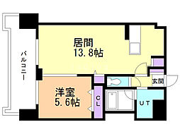 マストライフ南4条 1LDKの間取図画像