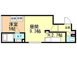プレジール札幌 1LDKの間取図画像