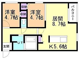 RITSGRANDE菊水上町 2LDKの間取図画像