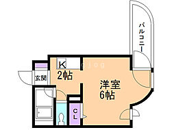 ヒューマンプラザ北大前 1Kの間取図画像