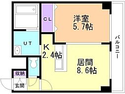 レゾ札幌 1LDKの間取図画像