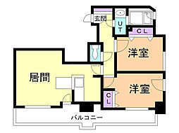 パークサイドKIB 2LDKの間取図画像