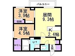 Crossbell524 2LDKの間取図画像