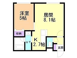 リリオ行啓通 1LDKの間取図画像