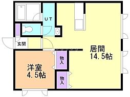 くるみハイツ 1LDKの間取図画像