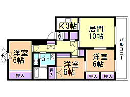 メゾン伏見 3LDKの間取図画像