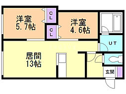 テラスフィーノ 2LDKの間取図画像