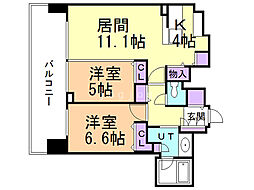 ブランズ大通公園 2LDKの間取図画像