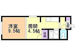 シティノースワン 1DKの間取図画像