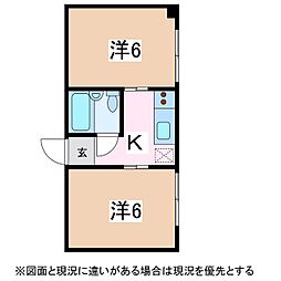 メゾン・ド・渚 2Kの間取図画像