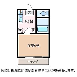 コーポ常念 1Kの間取図画像