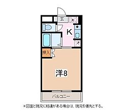 グレイコート 1Kの間取図画像