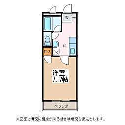 城東マンション 1Kの間取図画像
