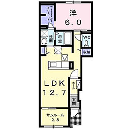 青峰館 1LDKの間取図画像