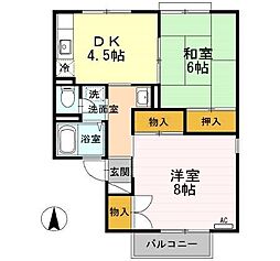 セジュール沢村C 2DKの間取図画像