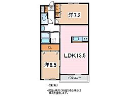 パストラーレ 2LDKの間取図画像