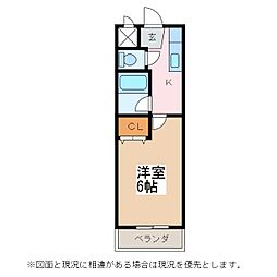 シティ輿石 1Kの間取図画像