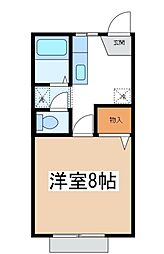 フレグランスウェストA 1Kの間取図画像