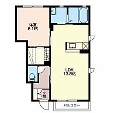 カーサファミリオB棟 1LDKの間取図画像